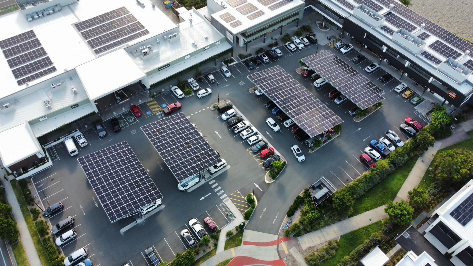 Capestone Village solar car shades from above